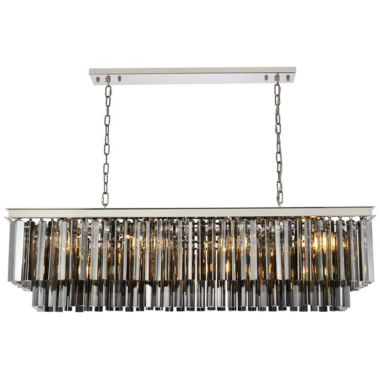 Image 1 Sydney 12 Lt Polished Nickel 50" Chandelier Silver Shade (Grey)
