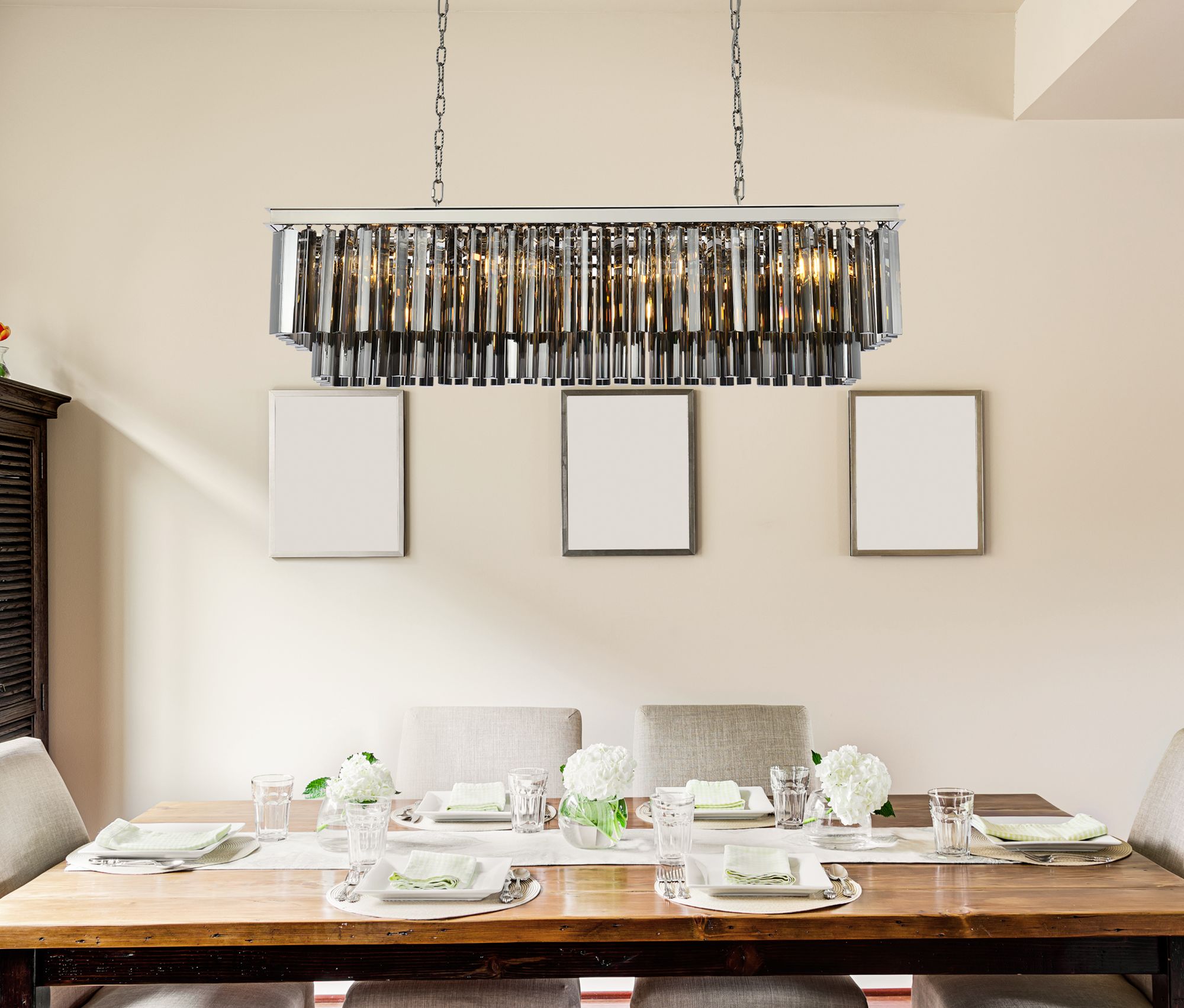 Image 3 Sydney 12 Lt Polished Nickel 50" Chandelier Silver Shade (Grey) more views