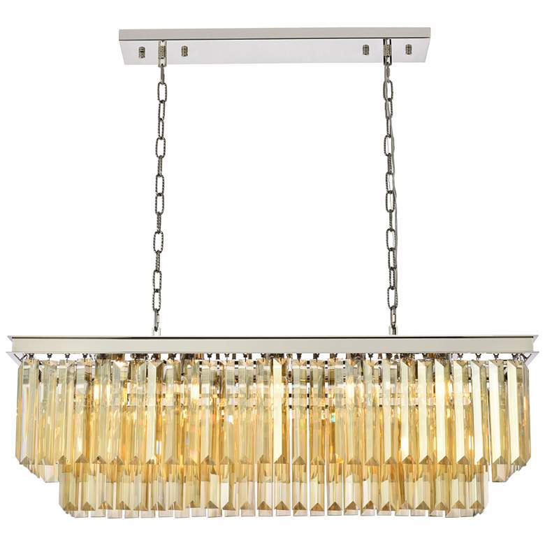 Image 1 Sydney 12 Lt Polished Nickel Chandelier - Golden Teak Crystal