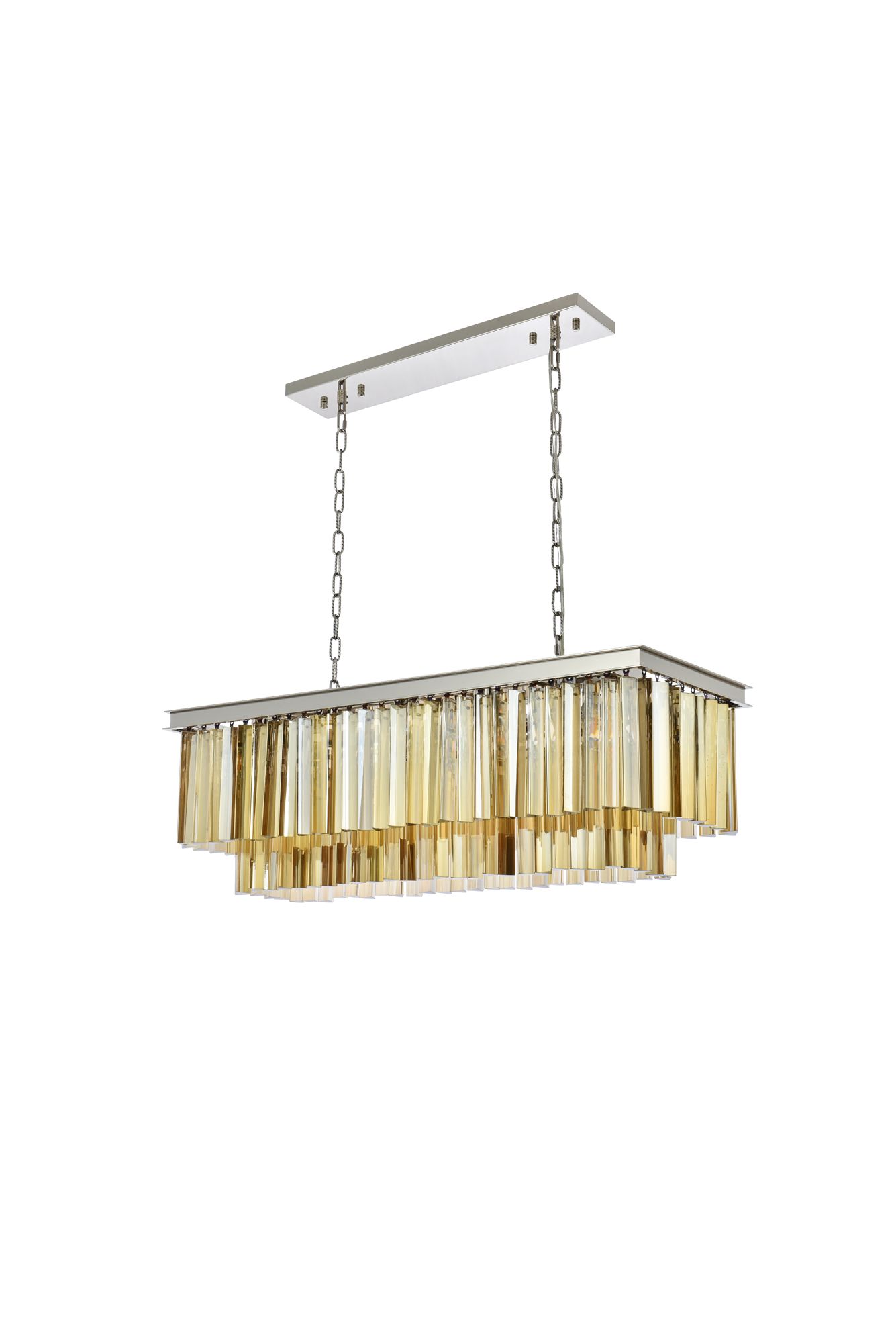 Sydney 12 Lt Polished Nickel Chandelier Golden Teak