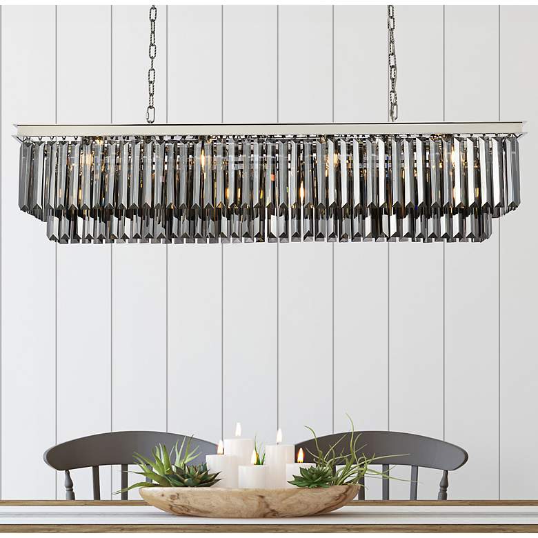 Image 1 Sydney 12 Lt Polished Nickel Chandelier Silver Shade (Grey)