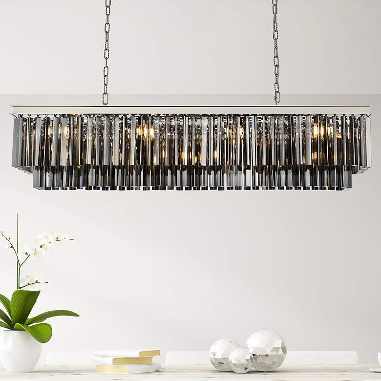 Image 1 Sydney 12 Lt Polished Nickel Chandelier Silver Shade - Grey