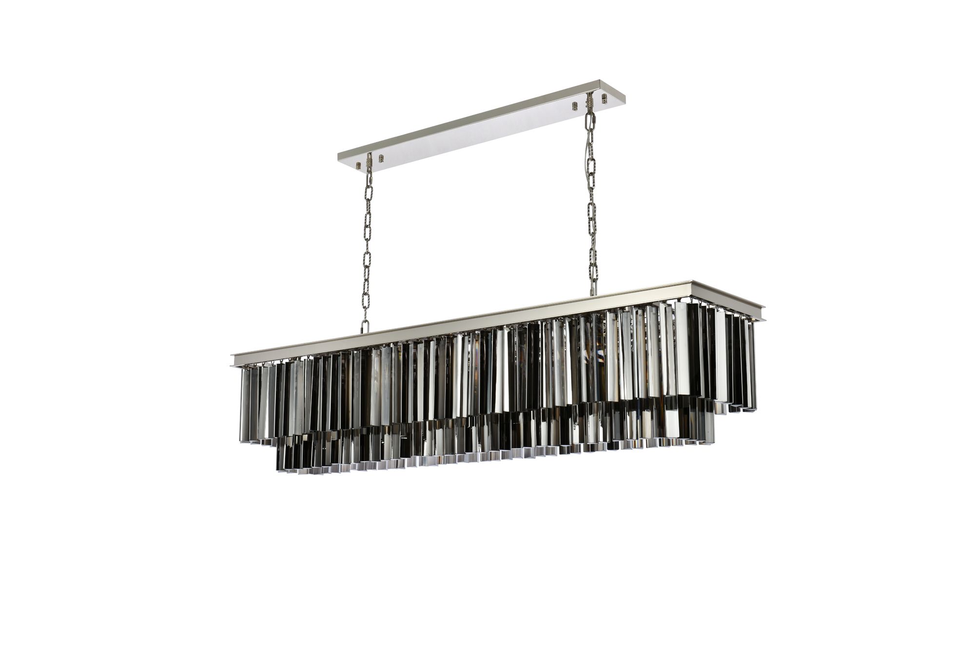 Sydney 12 Lt Polished Nickel Chandelier Silver Shade - Grey