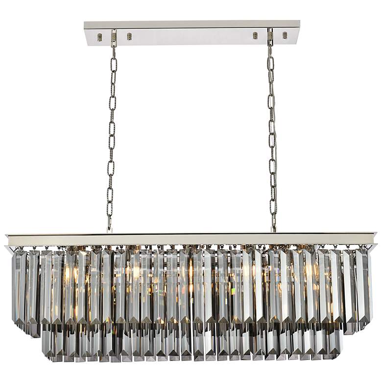 Image 2 Sydney 12 Lt Polished Nickel Chandelier With Silver Shade (Grey)