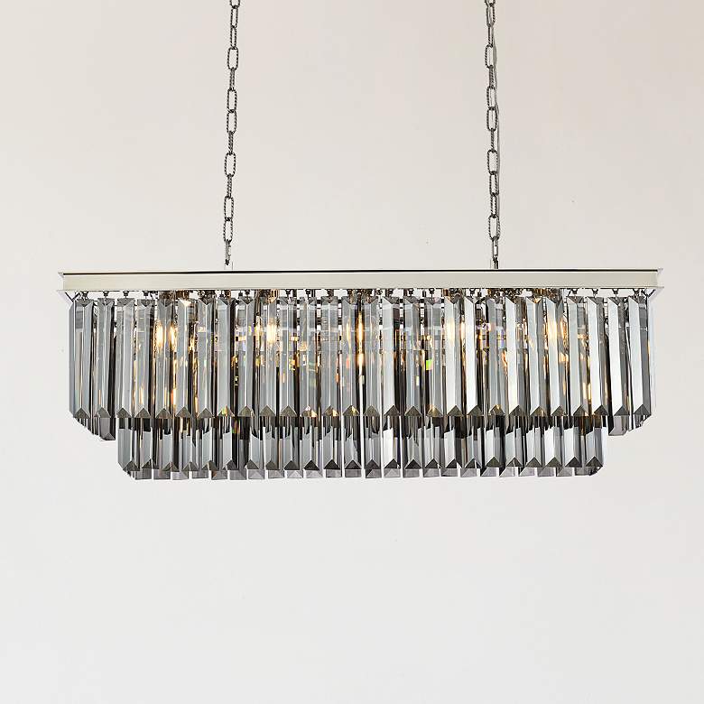 Image 1 Sydney 12 Lt Polished Nickel Chandelier With Silver Shade (Grey)