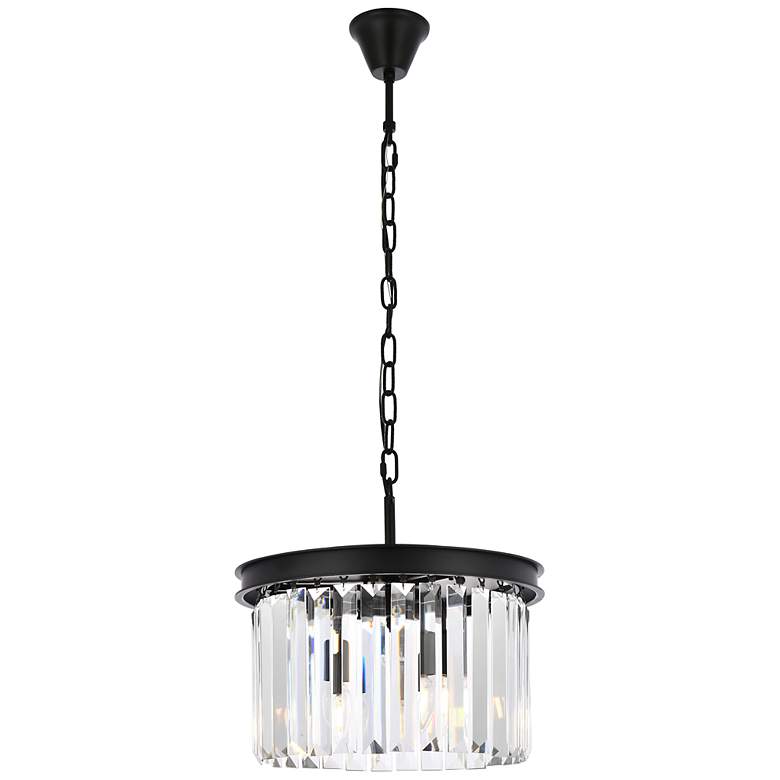 Image 2 Sydney 16" Wide Matte Black Clear Crystal 3-Light Pendant