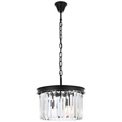 Sydney 16" Wide Matte Black Clear Crystal 3-Light Pendant