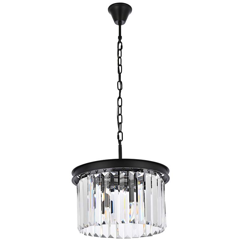 Image 4 Sydney 16" Wide Matte Black Clear Crystal 3-Light Pendant more views