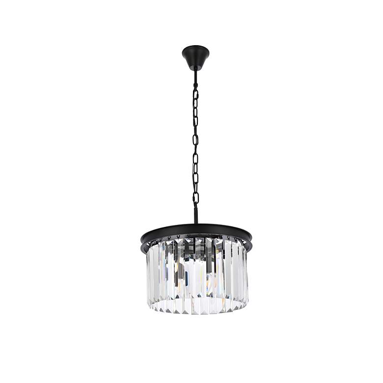 Image 7 Sydney 16" Wide Matte Black Clear Crystal 3-Light Pendant more views