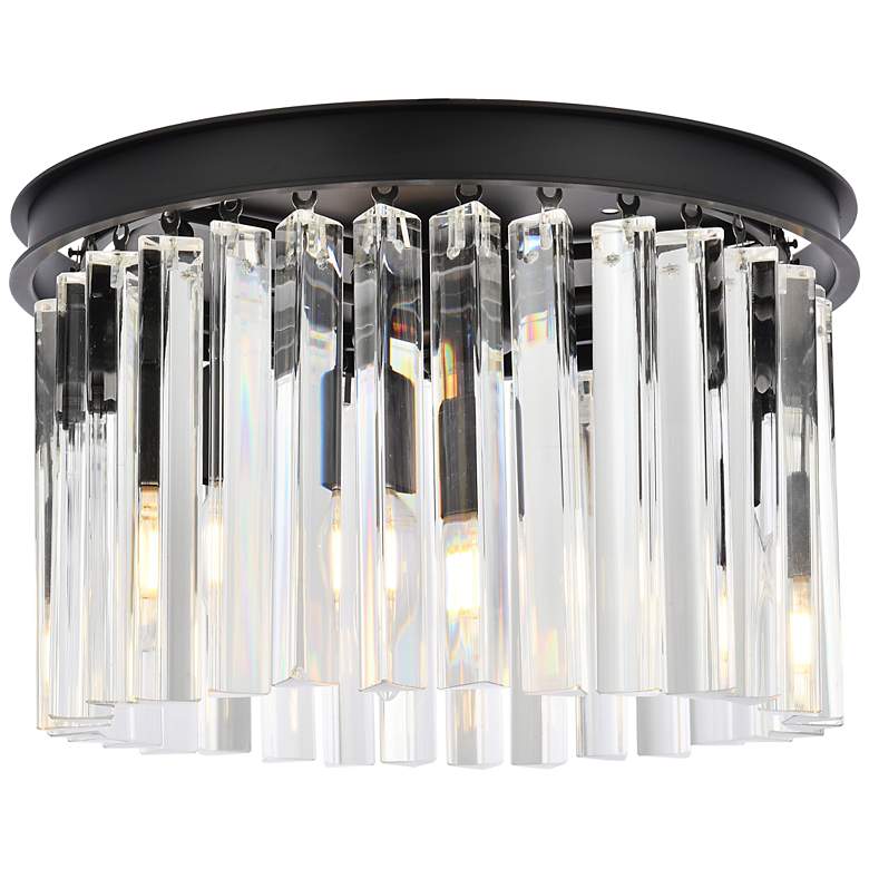 Image 2 Sydney 16"W Matte Black and Crystal 3-Light Ceiling Light