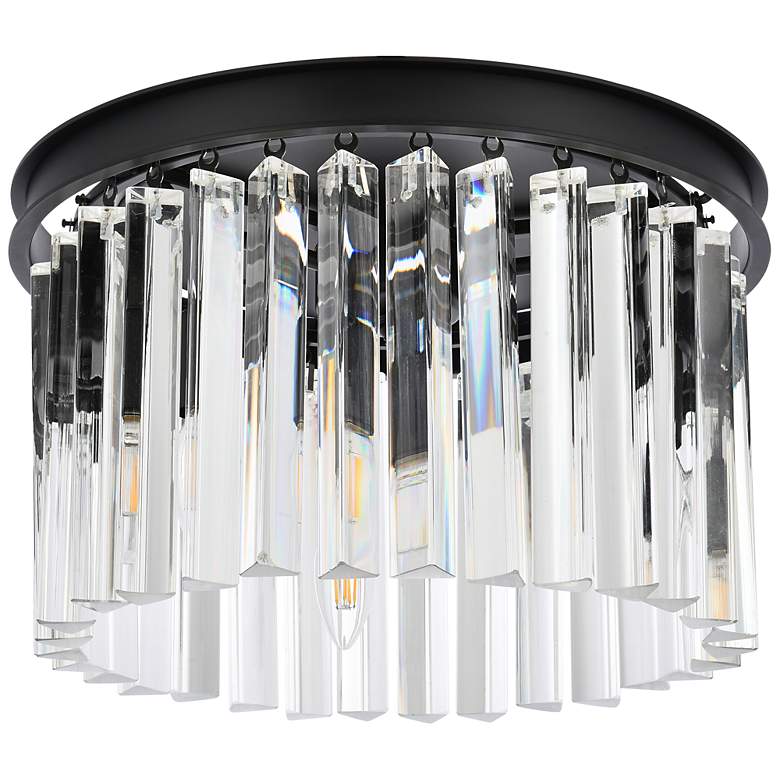 Image 6 Sydney 16"W Matte Black and Crystal 3-Light Ceiling Light more views