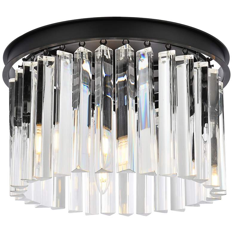 Image 7 Sydney 16"W Matte Black and Crystal 3-Light Ceiling Light more views