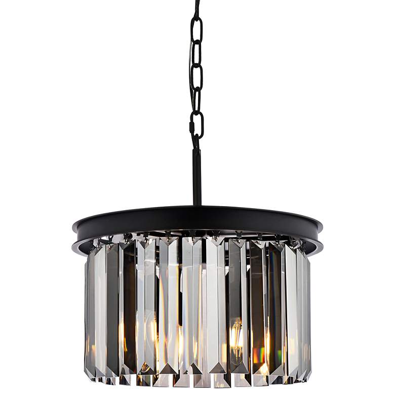 Image 2 Sydney 16"W Matte Black Silver Gray Crystal 3-Light Pendant