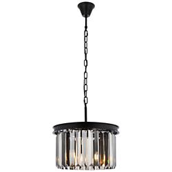 Sydney 16"W Matte Black Silver Gray Crystal 3-Light Pendant