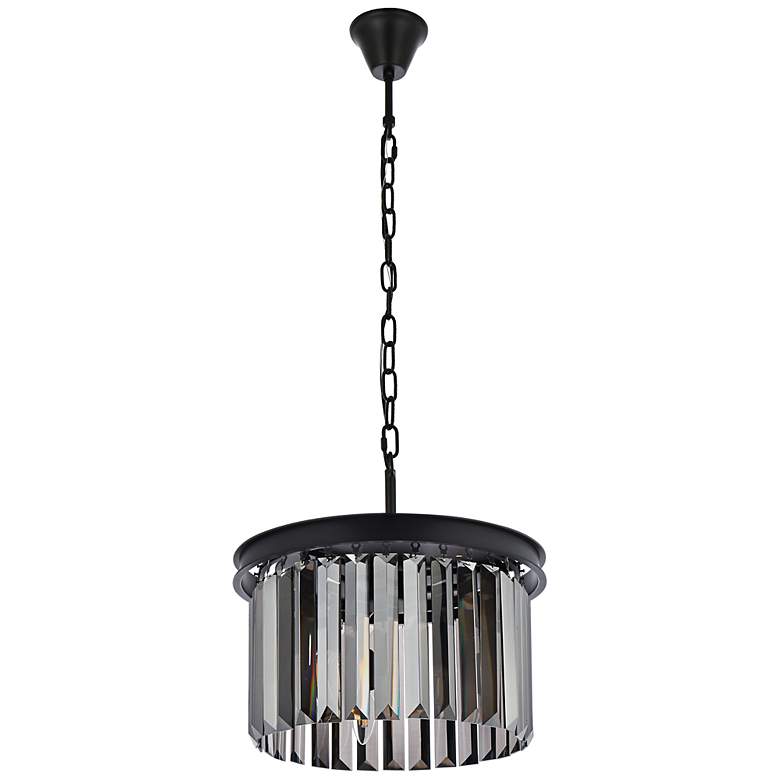 Image 5 Sydney 16"W Matte Black Silver Gray Crystal 3-Light Pendant more views