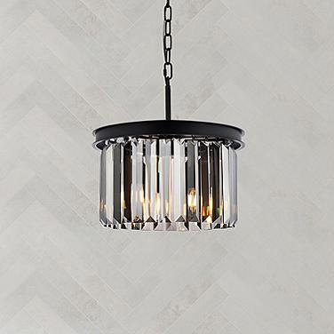 Sydney 16"W Matte Black Silver Gray Crystal 3-Light Pendant