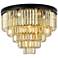Sydney 17 Light Matte Black Flush Mount Golden Teak