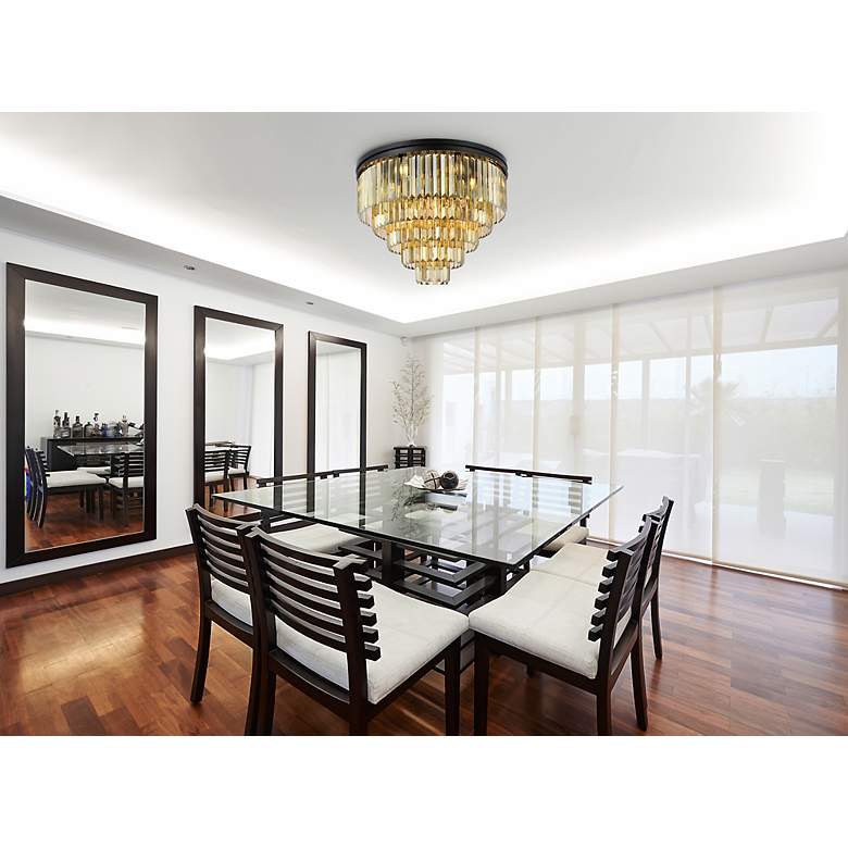 Image 3 Sydney 17 Light Matte Black Flush Mount Golden Teak more views