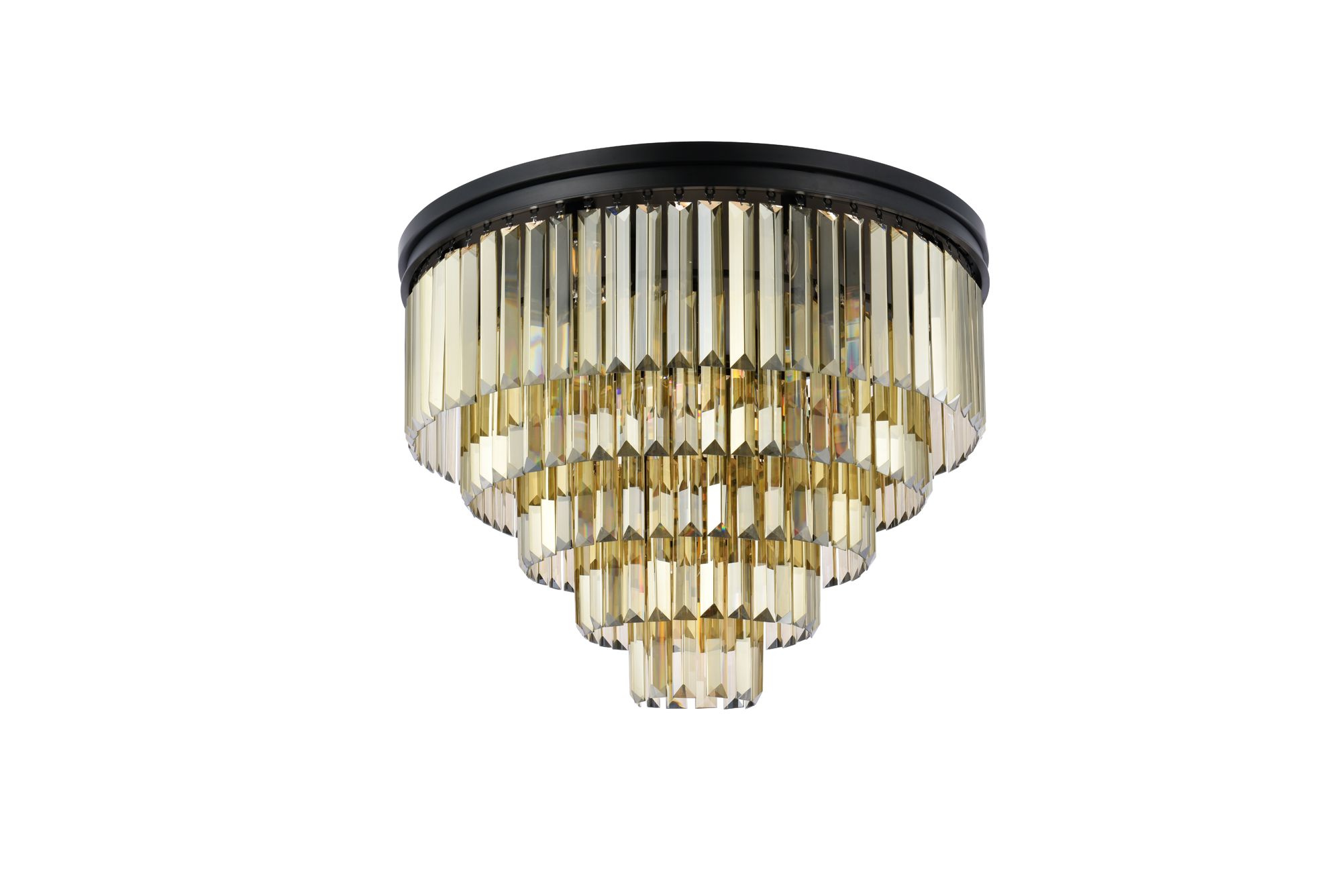 Sydney 17 Light Matte Black Flush Mount Golden Teak
