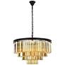 Sydney 17 Lt 32" Matte Black Chandelier Golden Teak