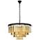 Sydney 17 Lt 32" Matte Black Chandelier Golden Teak