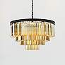 Sydney 17 Lt 32" Matte Black Chandelier Golden Teak