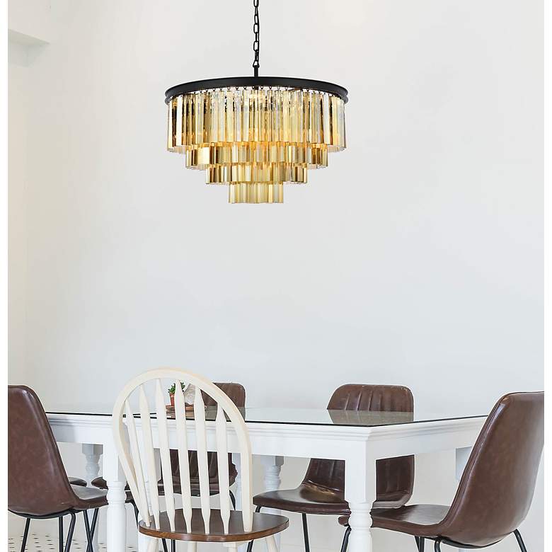 Image 3 Sydney 17 Lt 32" Matte Black Chandelier Golden Teak more views
