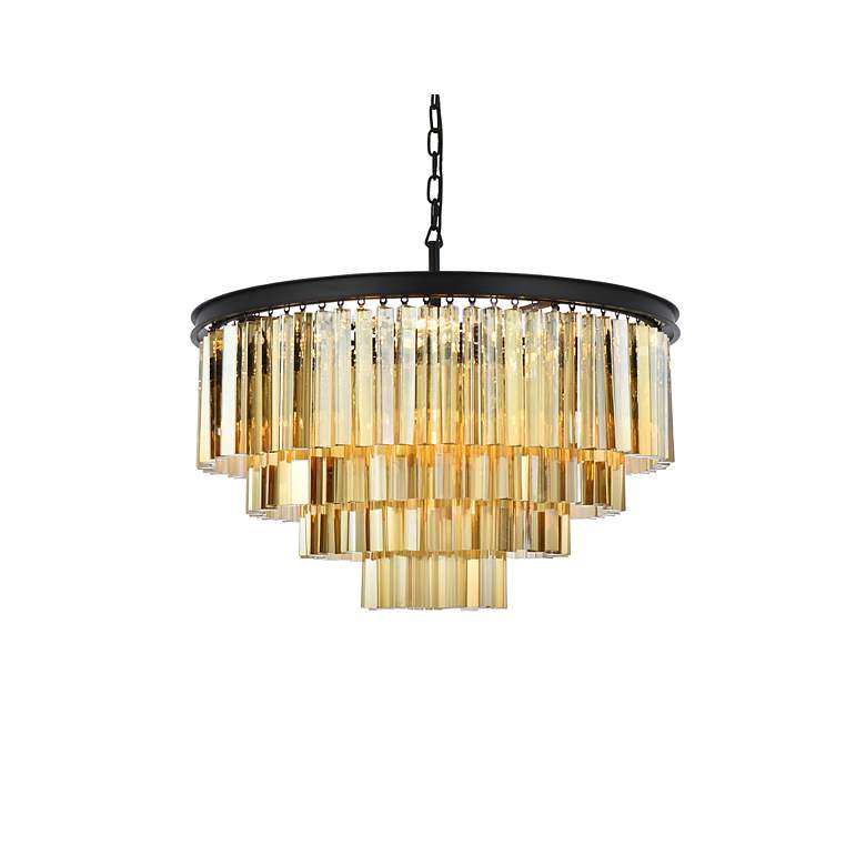 Image 4 Sydney 17 Lt 32" Matte Black Chandelier Golden Teak more views