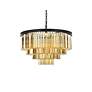 Sydney 17 Lt 32" Matte Black Chandelier Golden Teak