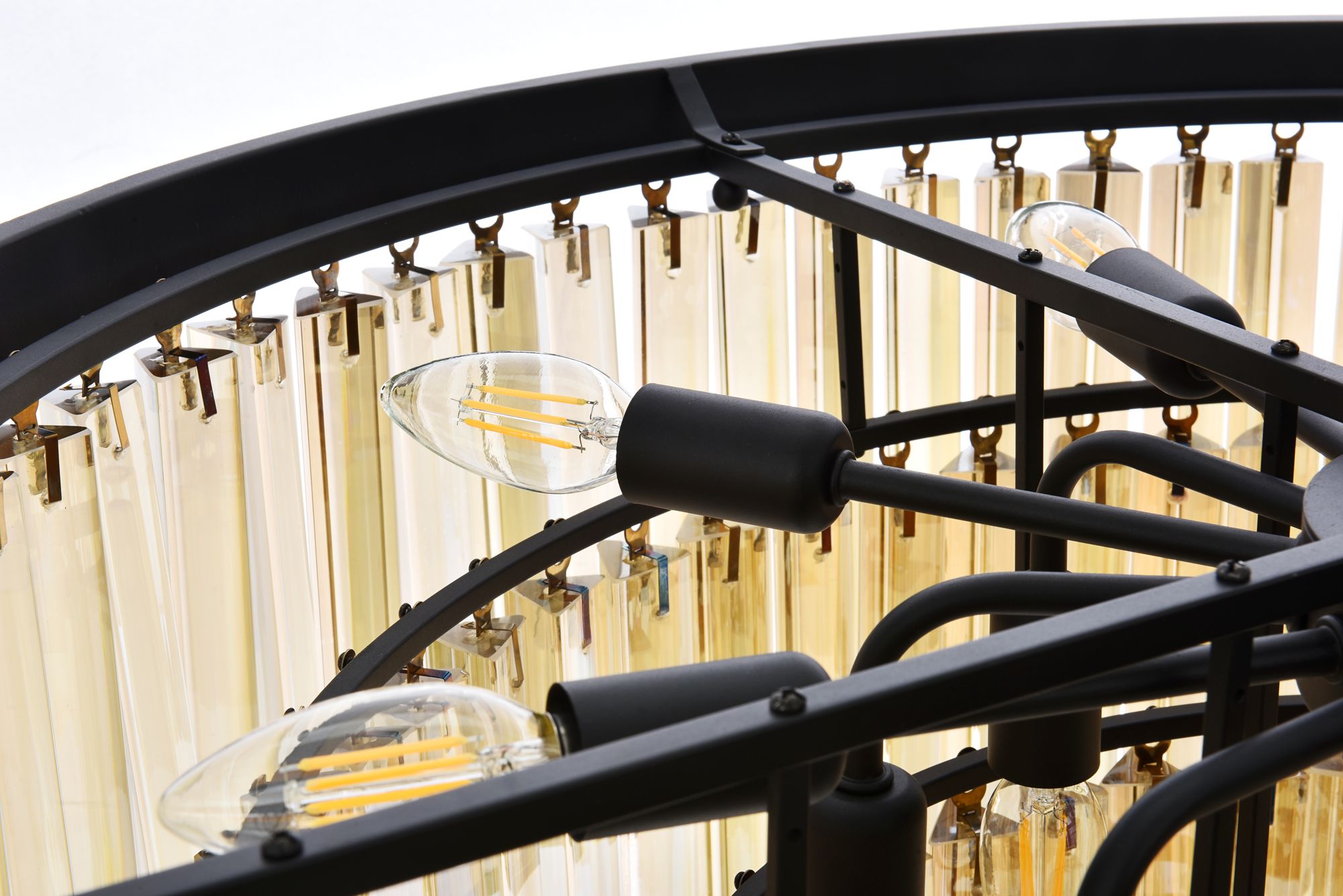 Image 6 Sydney 17 Lt 32" Matte Black Chandelier Golden Teak more views