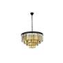Sydney 17 Lt 32" Matte Black Chandelier Golden Teak