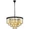 Sydney 17 Lt Matte Black Chandelier Golden Teak
