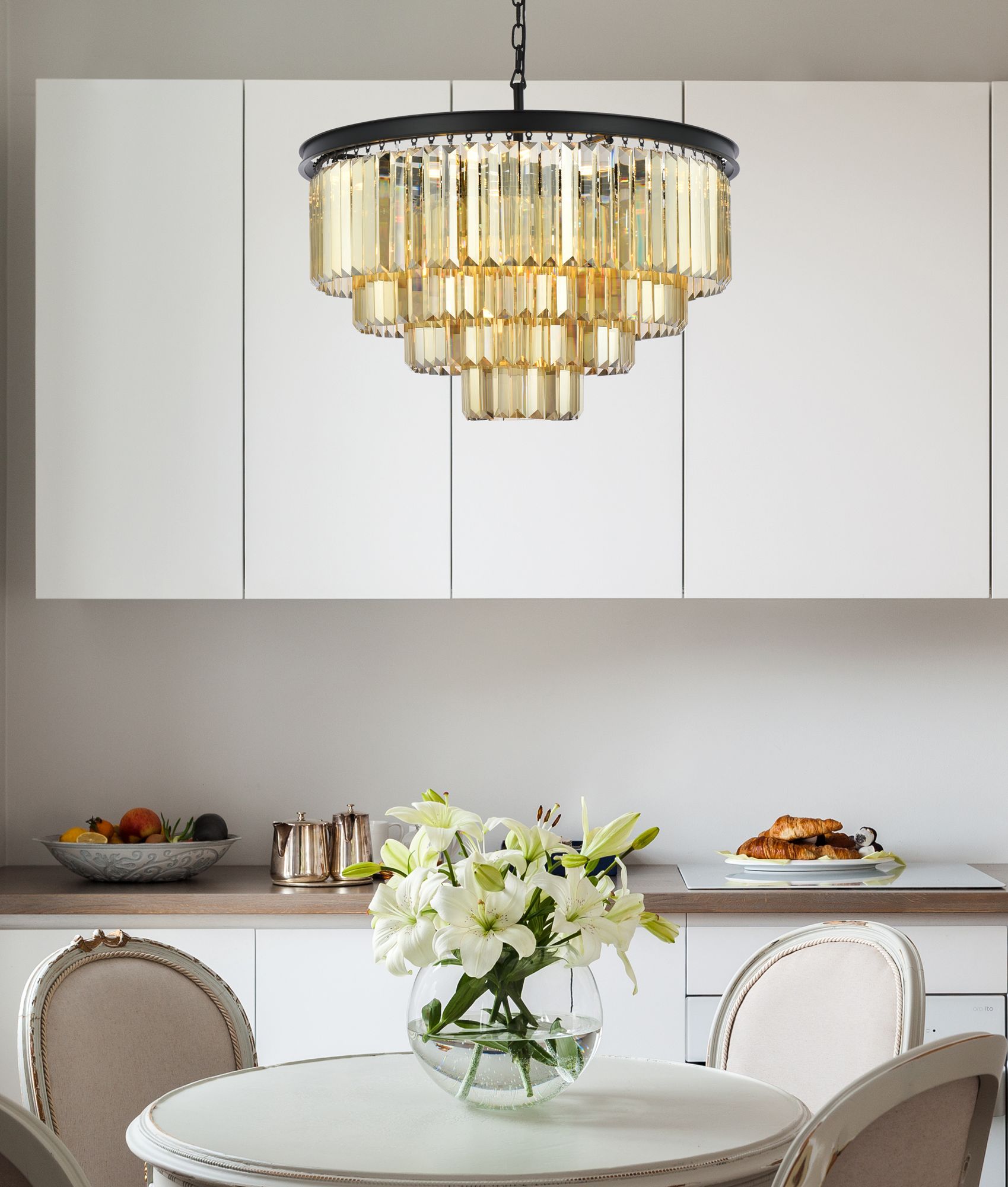 Image 3 Sydney 17 Lt Matte Black Chandelier Golden Teak more views