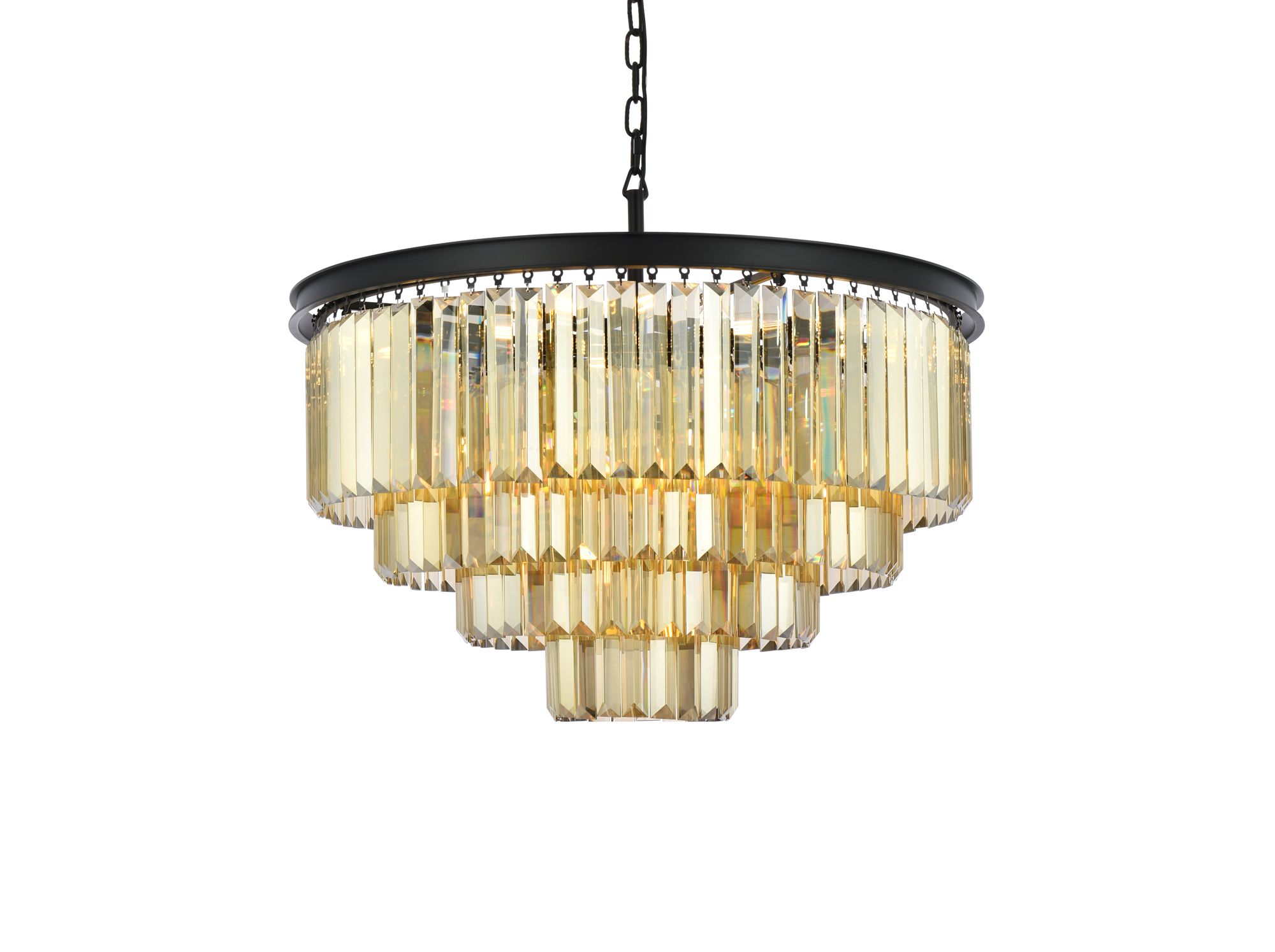 Image 4 Sydney 17 Lt Matte Black Chandelier Golden Teak more views