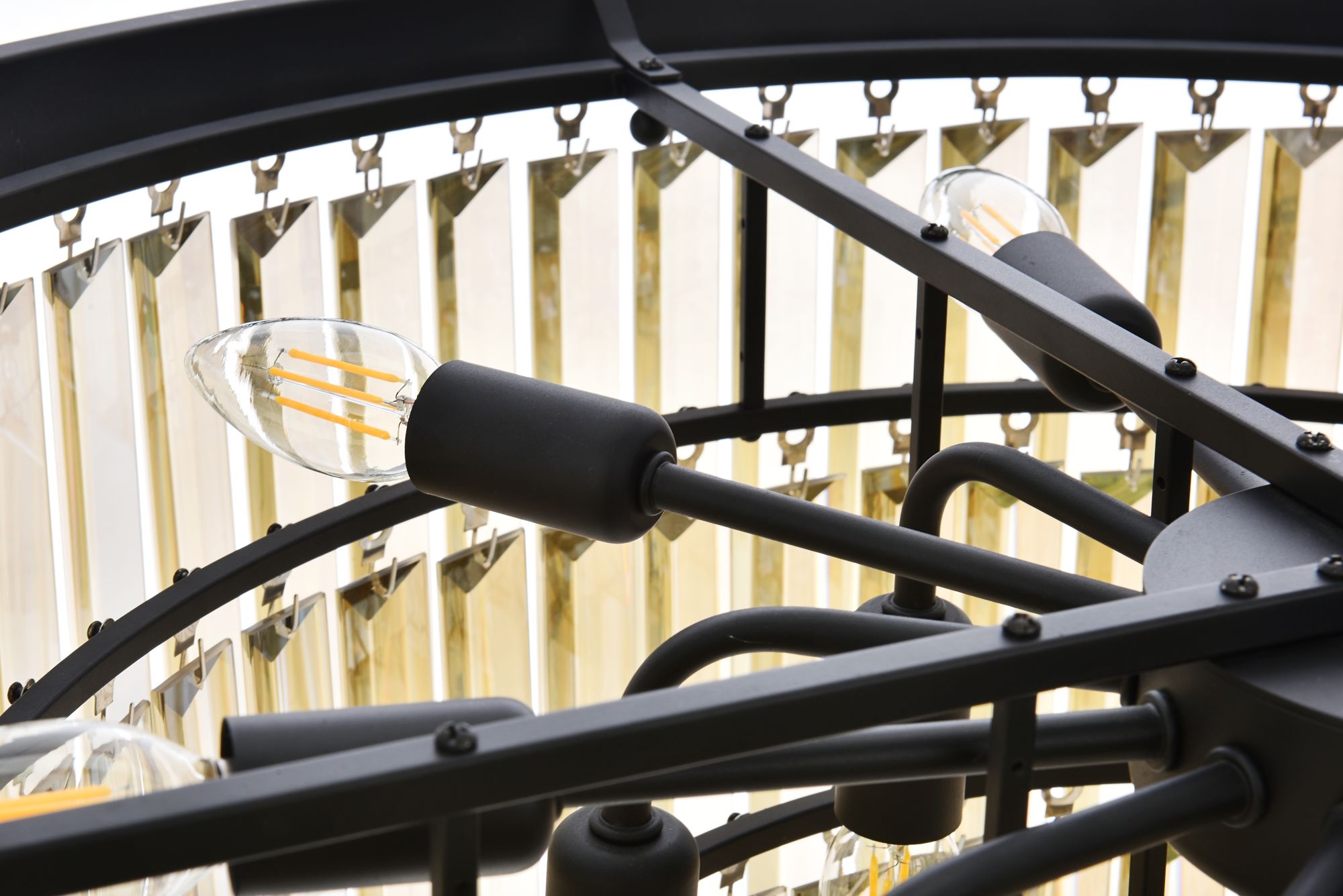 Image 6 Sydney 17 Lt Matte Black Chandelier Golden Teak more views