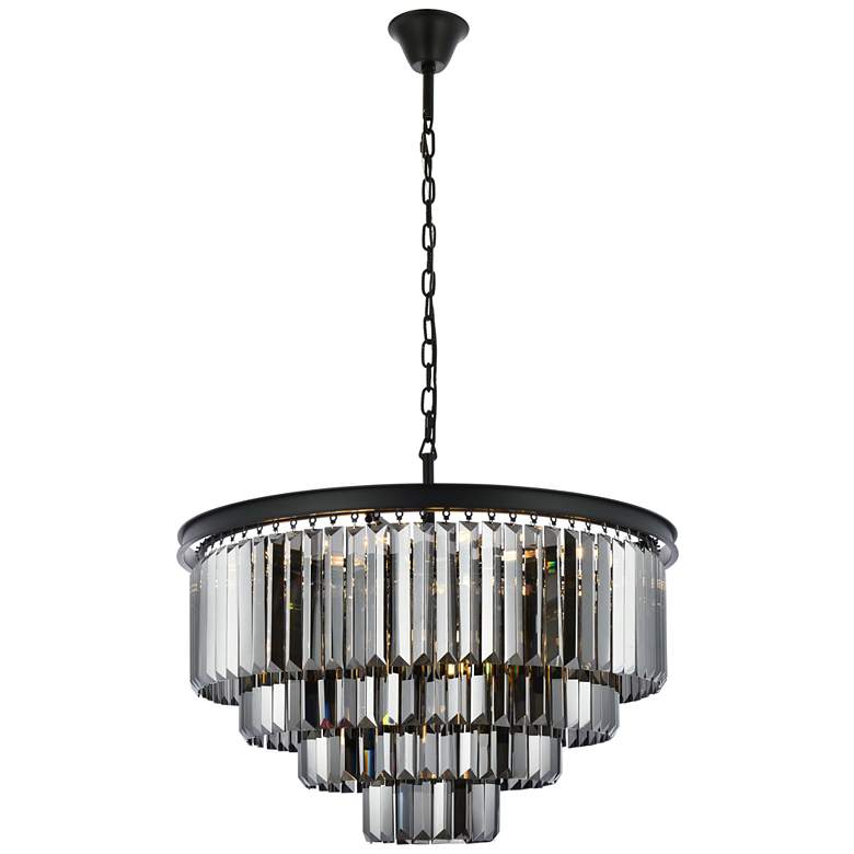 Image 1 Sydney 17 Lt Matte Black Chandelier Silver Shade (Grey)