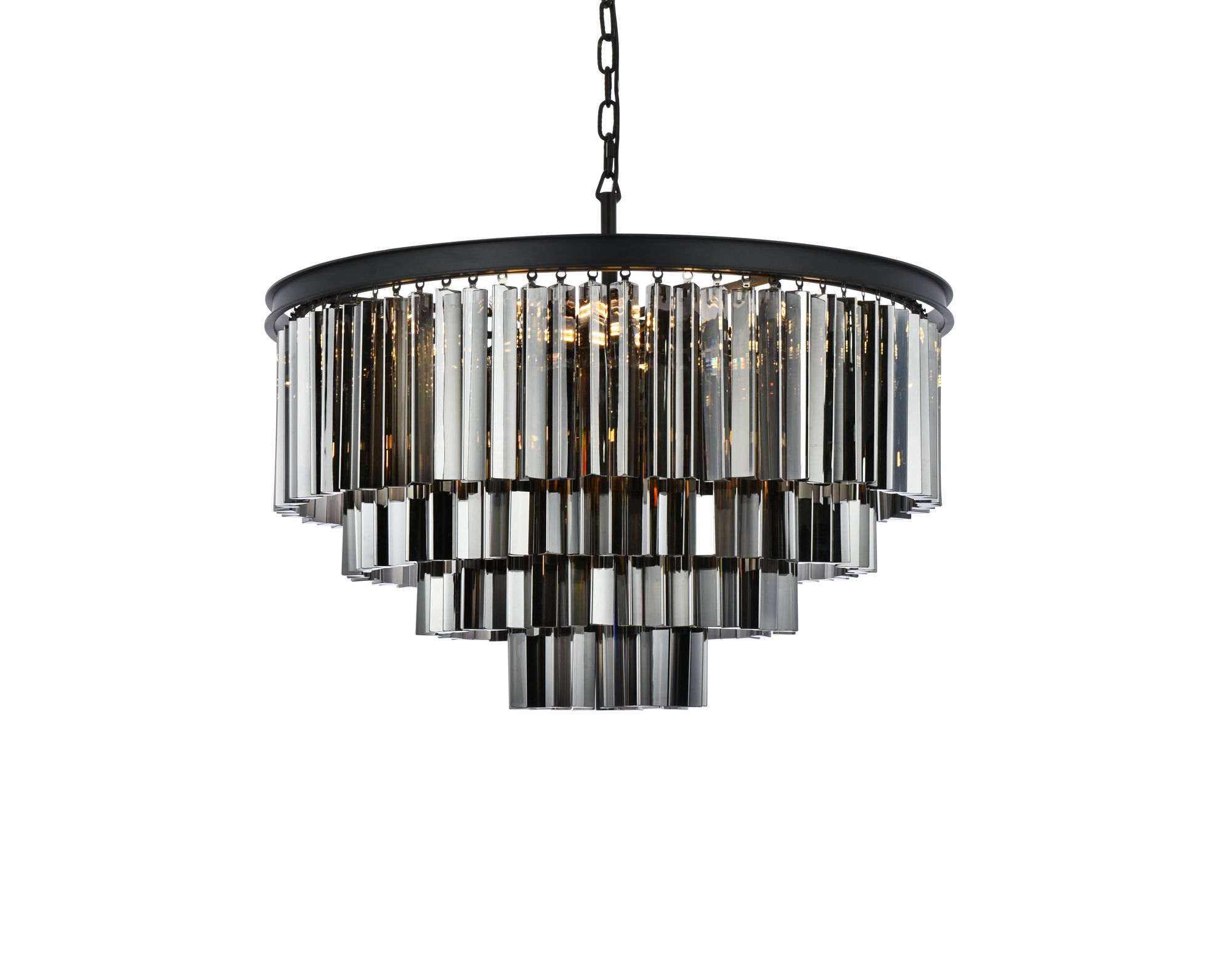 Image 4 Sydney 17 Lt Matte Black Chandelier Silver Shade (Grey) more views