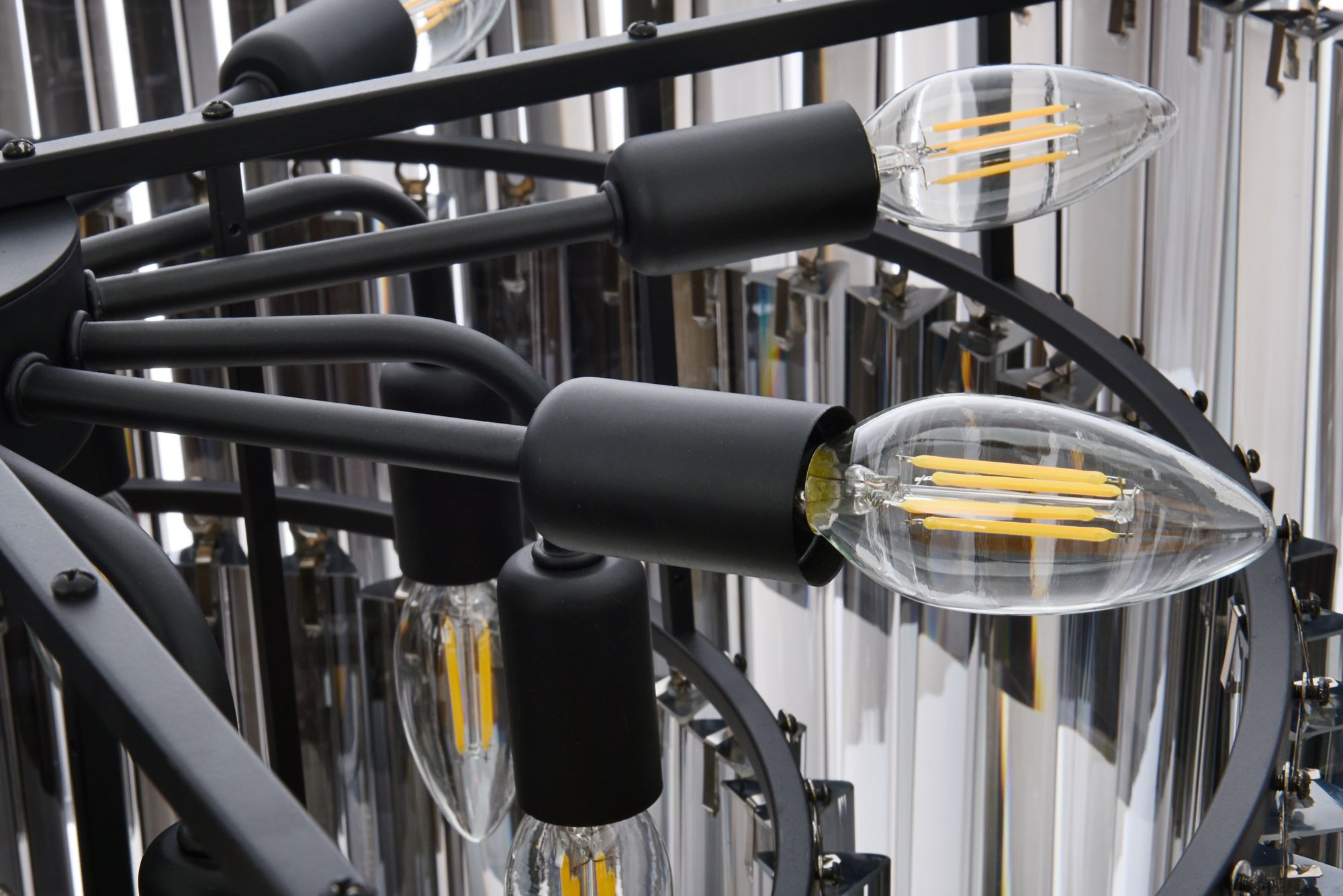 Image 6 Sydney 17 Lt Matte Black Chandelier Silver Shade (Grey) more views