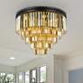 1_Sydney 17 Lt Matte Black Flush Mount Golden Teak