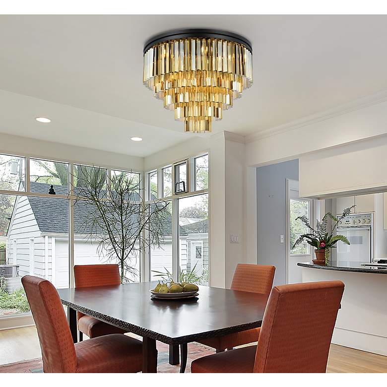 Image 3 Sydney 17 Lt Matte Black Flush Mount Golden Teak more views
