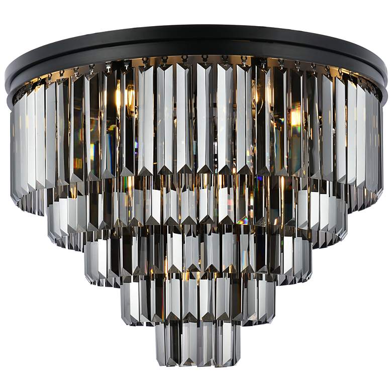 Image 2 Sydney 17 Lt Matte Black Flush Mount Silver Shade (Grey)