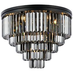 Sydney 17 Lt Matte Black Flush Mount Silver Shade (Grey)