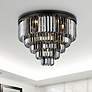 1_Sydney 17 Lt Matte Black Flush Mount Silver Shade (Grey)