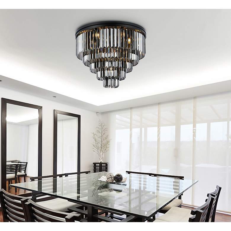Image 3 Sydney 17 Lt Matte Black Flush Mount Silver Shade (Grey) more views