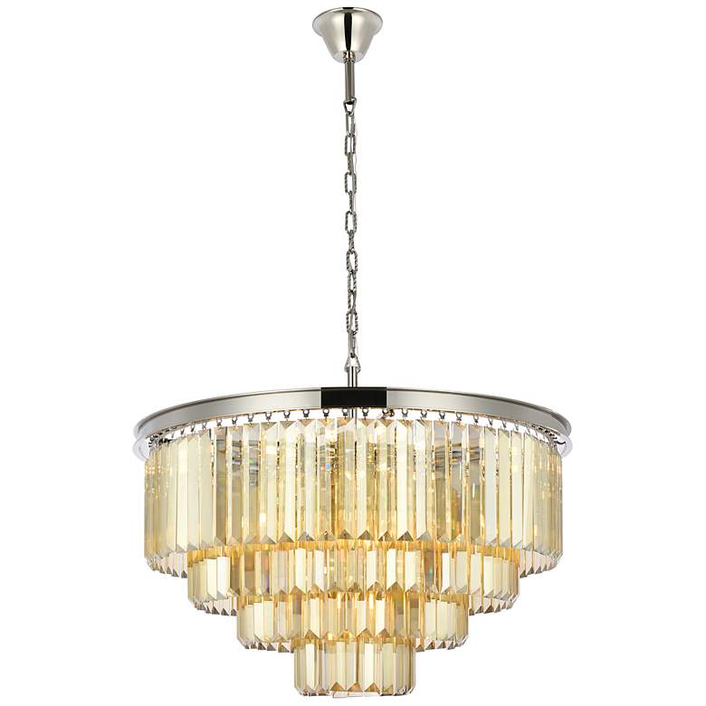Image 2 Sydney 17 Lt Polished Nickel Chandelier Golden Teak
