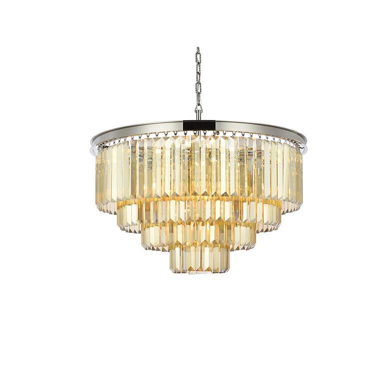 Image 4 Sydney 17 Lt Polished Nickel Chandelier Golden Teak more views