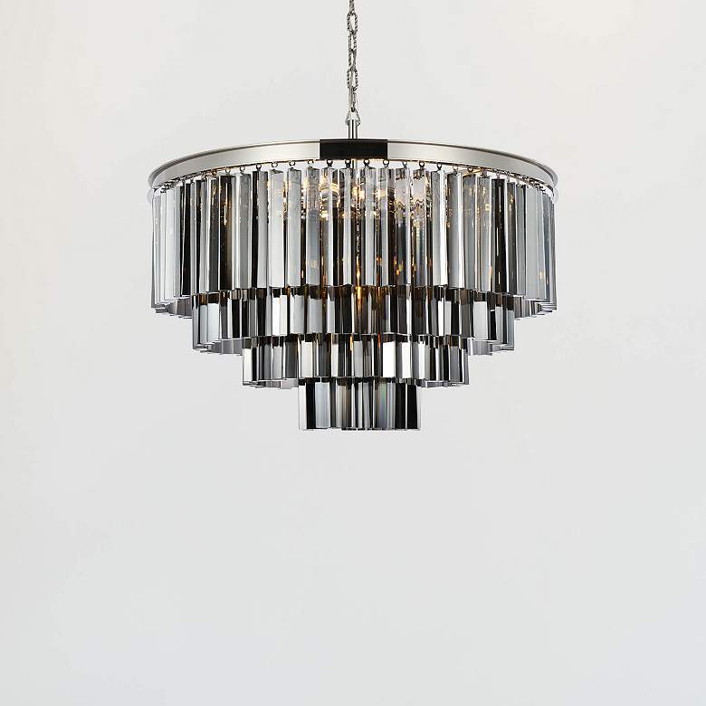 Image 1 Sydney 17 Lt Polished Nickel Chandelier Silver Shade (Grey)