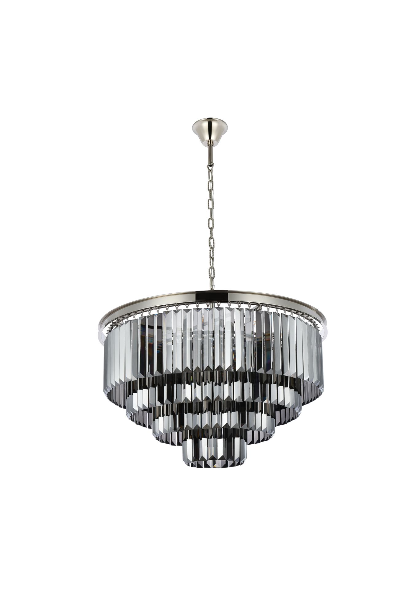 Sydney 17 Lt Polished Nickel Chandelier Silver Shade