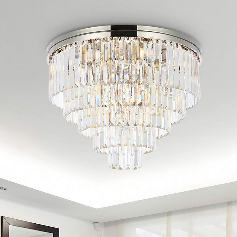 Image 1 Sydney 17 Lt Polished Nickel Flush Mount Clear