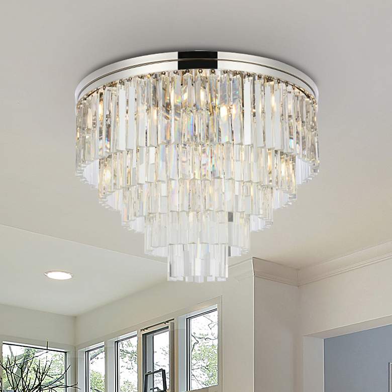 Image 1 Sydney 17 Lt Polished Nickel Flush Mount Clear